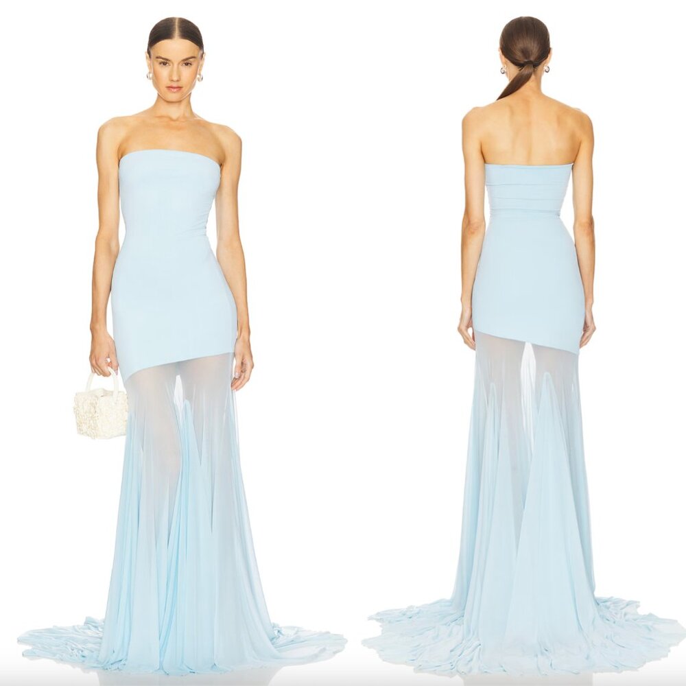 NEW Deme by Gabriella REVOLVE Dahlia Gown Blue Aqua Strapless Formal Maxi Dress